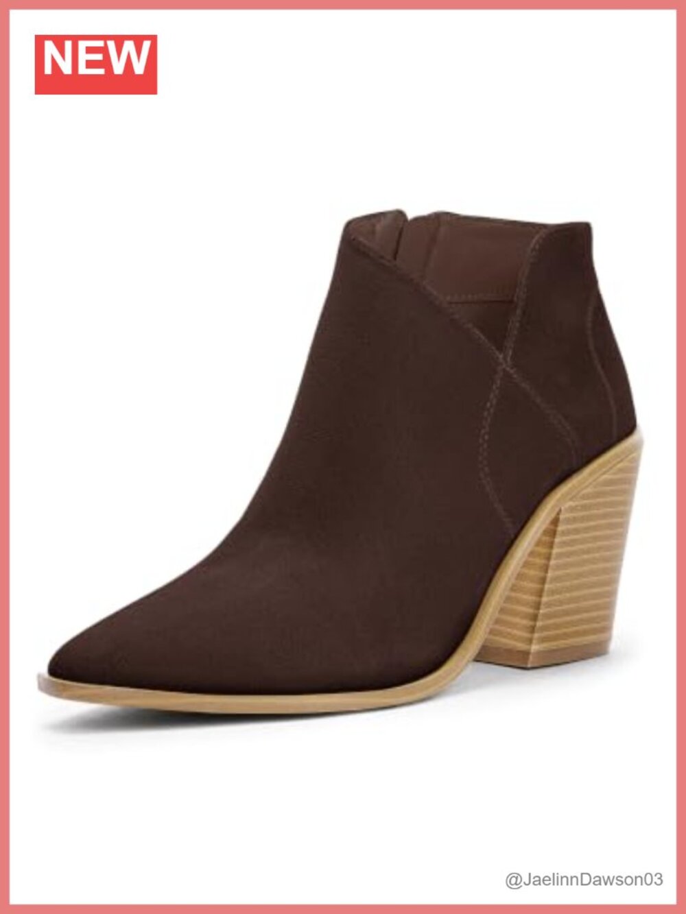 Womens Pointed Toe Ankle Boots Block Heel Cutout Side Zipper Faux Suede Booties
